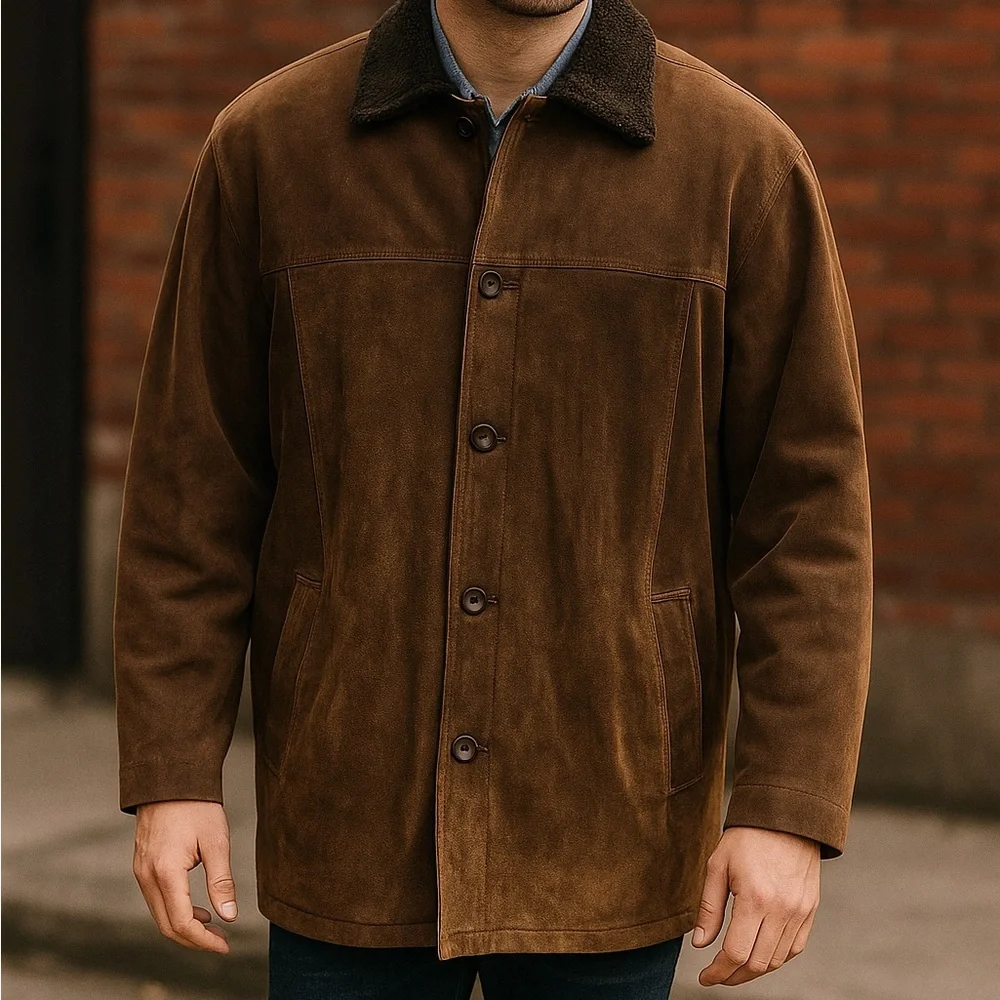 AVALANCHE Milan Soft Brown Suede Leather Jacket COAT Lined‎ Insulated Mens 2XL